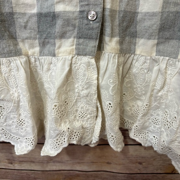 EUC Soft Surroundings Gingham Flannel Shirt Size Petite Large F4 - Picture 4 of 6